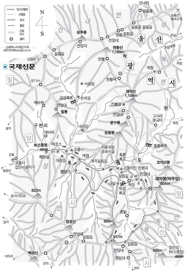 천황산, 재약산 개념도
