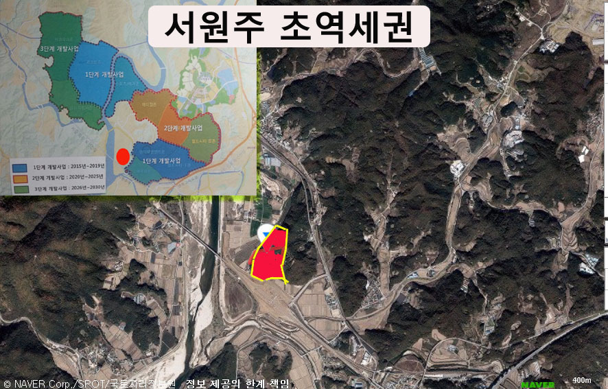 서원주역세권 800만평 테마형 관광레져 기업도시 /서원주 초 역세권 땅 분양    